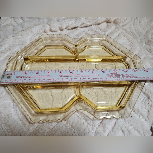 Rare Topaz Yellow Fostoria Mayfair 5-Part Smooth Glass Oblong Relish Dish Tray - Picture 11 of 16